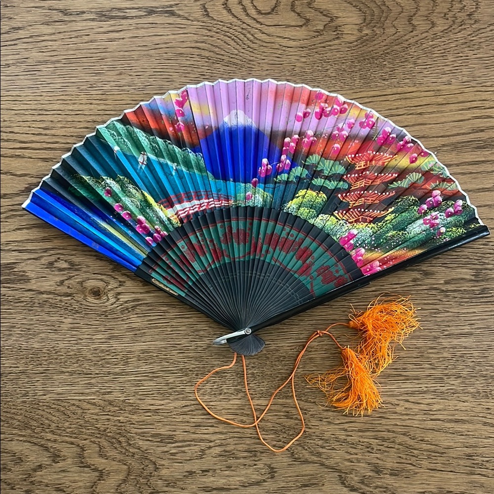 Vintage Japanese Colorful Decorative Hand Fan